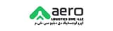 Logo for Aero Freight Co. Ltd. features a green triangular symbol and black text in English and Arabic on a white background, conveying professionalism.